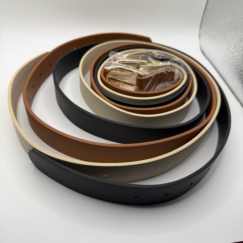 Belt Set - Black, Camel and Cream